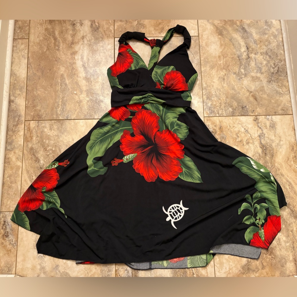 Steven Wear Hawaiian Hibiscus Floral Mini Dress Resortwear Tropical Size XL